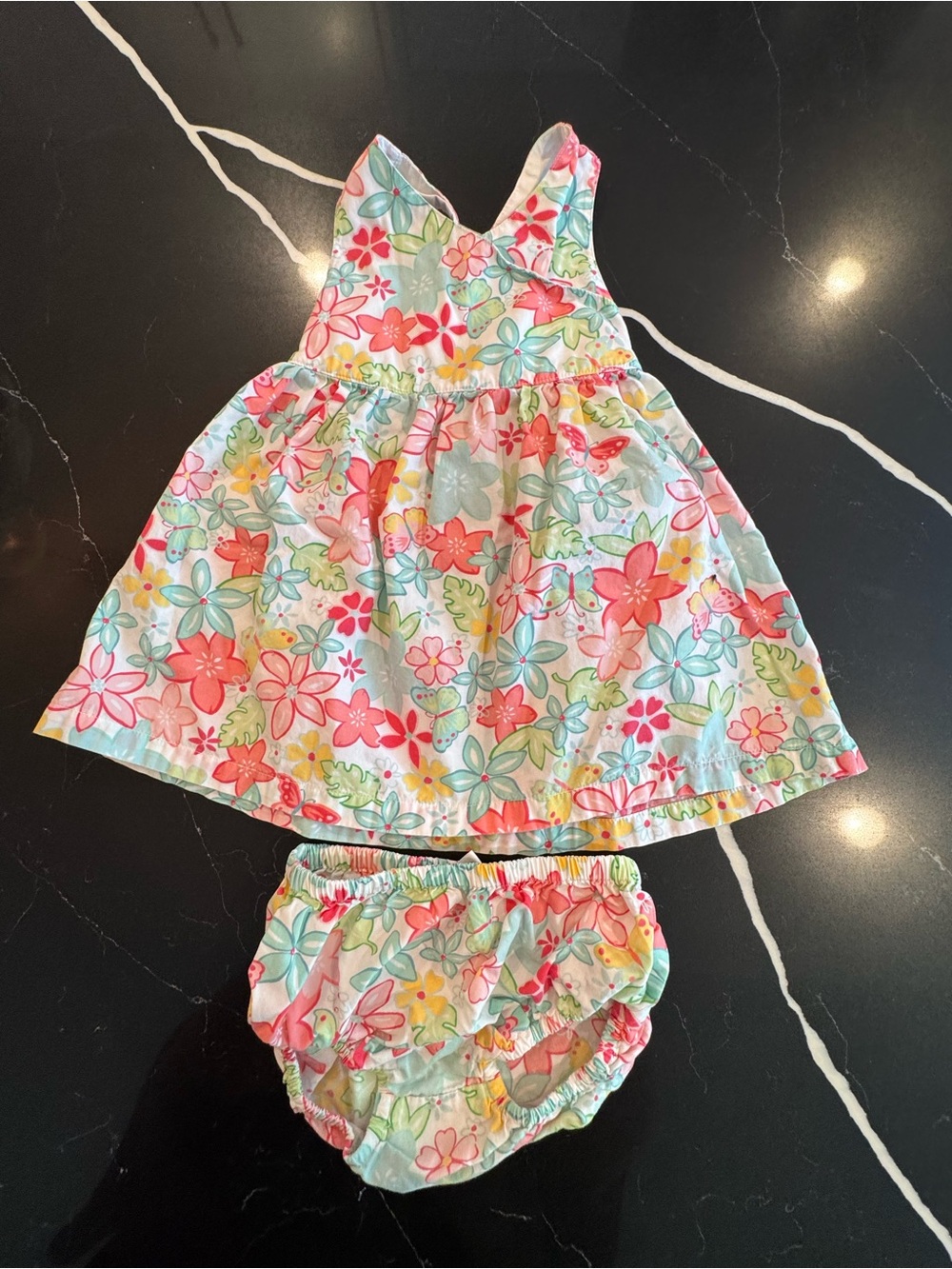 Y2K Girls Floral Sundress and Bloomers - Pink & Aqua